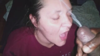 White bitch did a great job sucking nigga dick and her black master came harder than expected